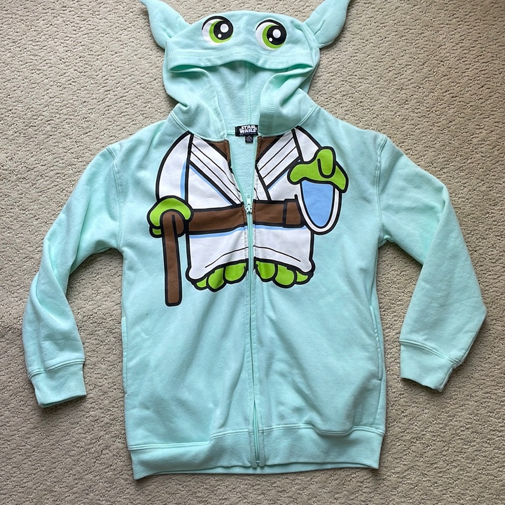 Washed but never worn Star Wars Baby Yoda Zip up Hoodie with ears